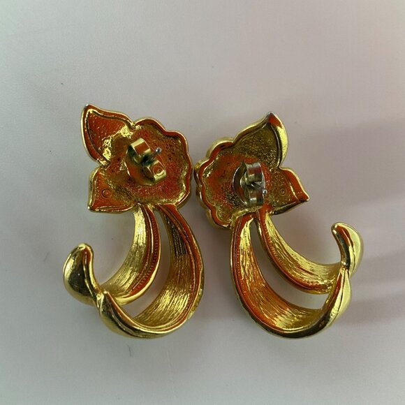 Vintage Avon 90's Tropical Splendor Enamel Earrings Fuchsia Pink Hibiscus Flower - Picture 2 of 6